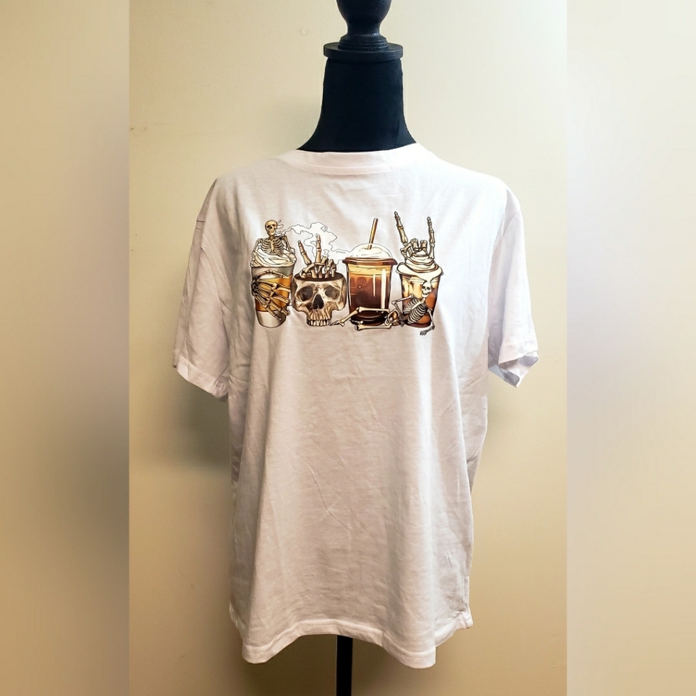 SHEIN Coffee and Skulls Tee